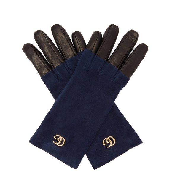 Gucci GG Suede and Leather Gloves in Viola NEW IN BOX w tags - Picture 1 of 10